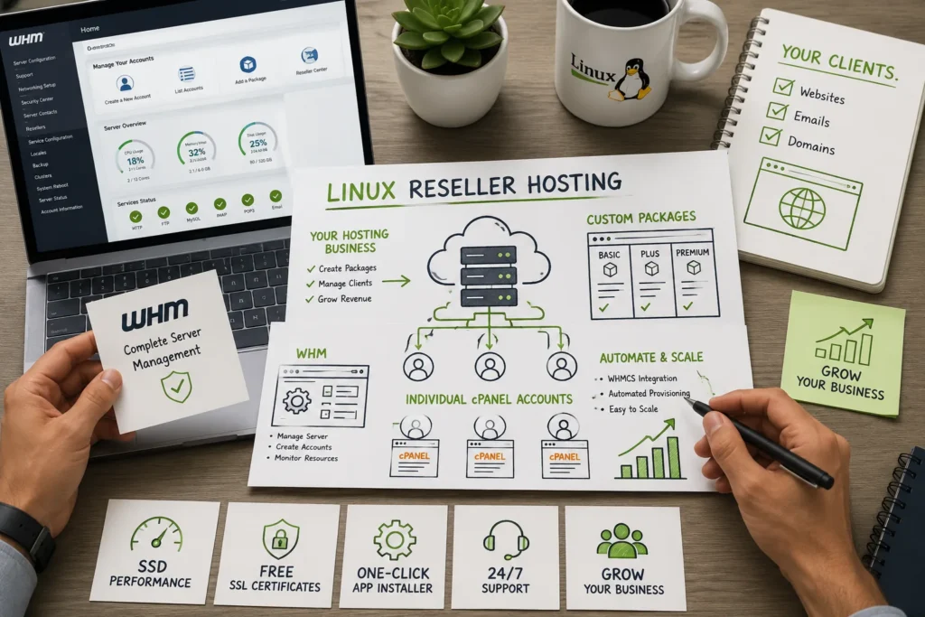 Smiling woman using a laptop at home to build a site with a Website Builder